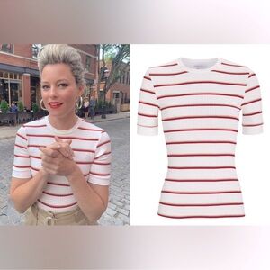 Frame Denim 70s Striped Fitted T Shirt in Burnt Henna Multi Size S